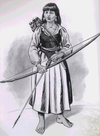 Clara Camarão índia da tribo potiguar do Rio Grande do norte e líder de um grupo de guerreiras na luta contra os holandeses